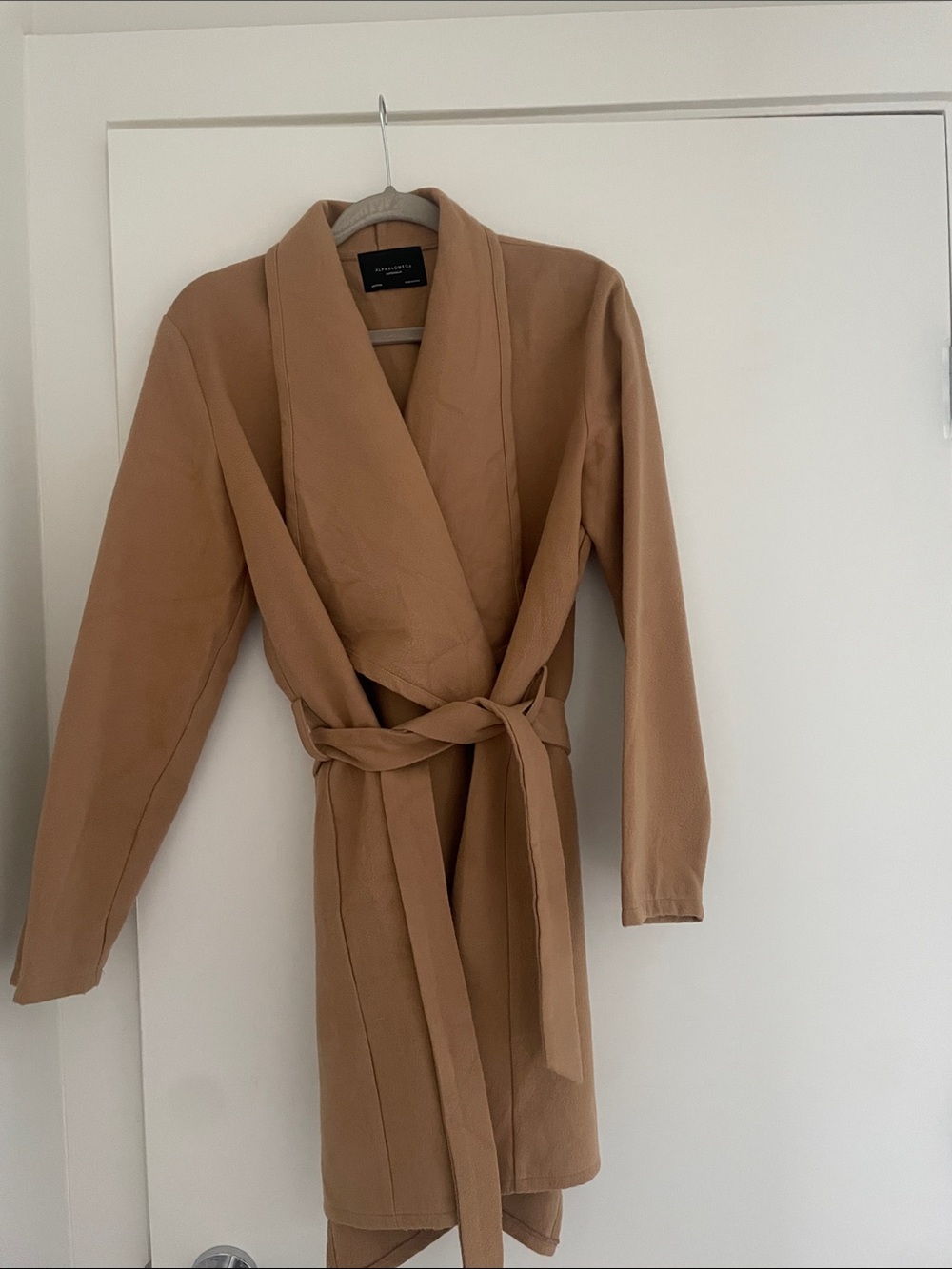 Women's Shawl-Collar Belted Robe in Camel